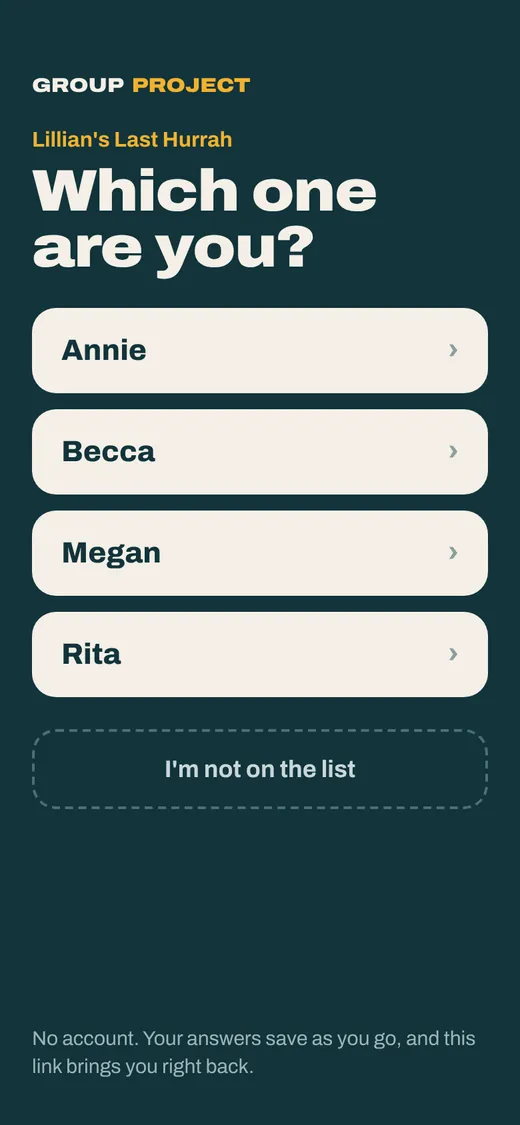 Joining on a phone: Which one are you? Tap your name